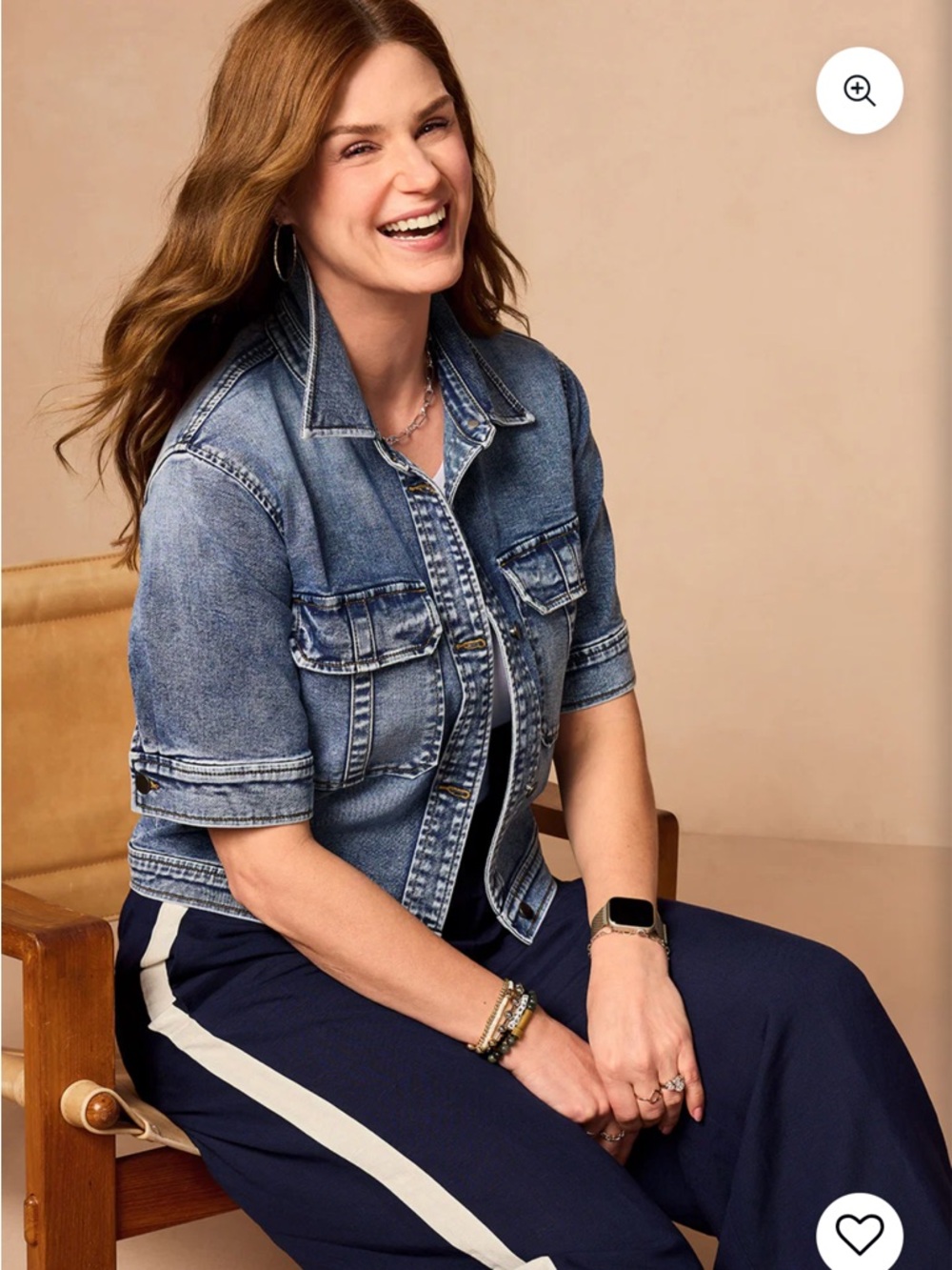 Finly Kut From the Kloth Short-Sleeve Washed Denim Jacket - XL Blue - Picture 8 of 8